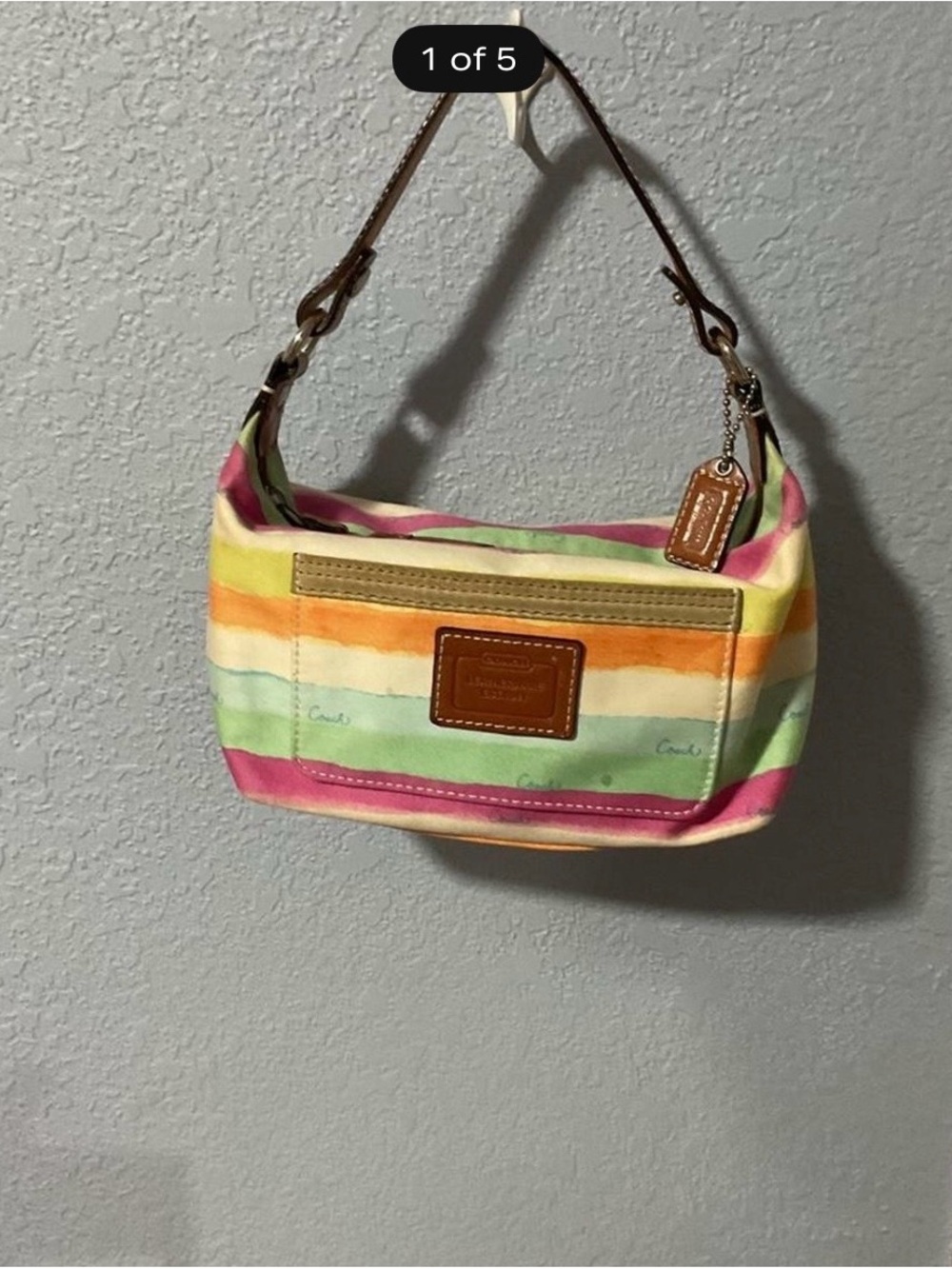 Coach Multicolor Pastel Stripe Mini Shoulder Bag